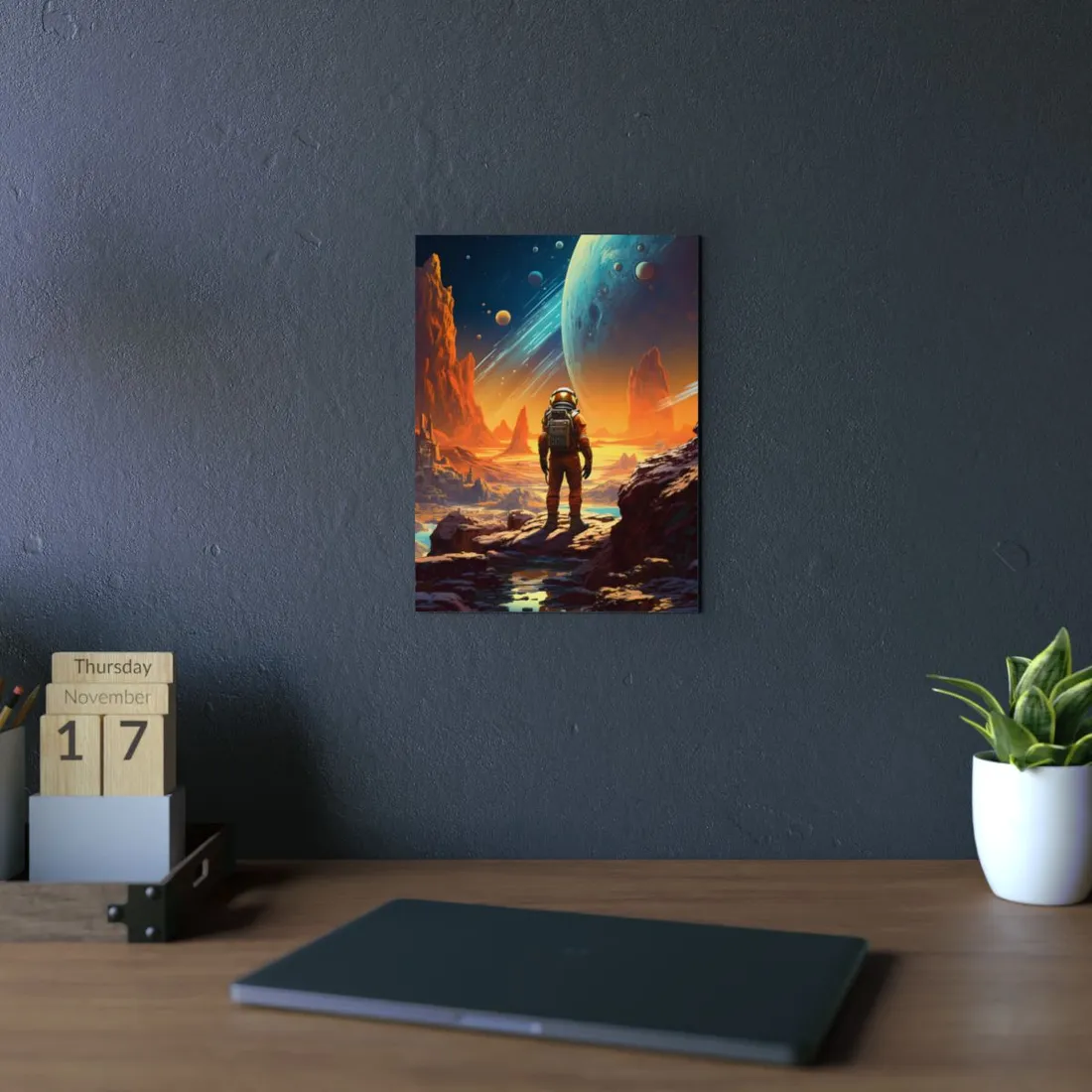 Futuristic Wilderness Explorer: Solo Journey in the Unknown - Metal Poster