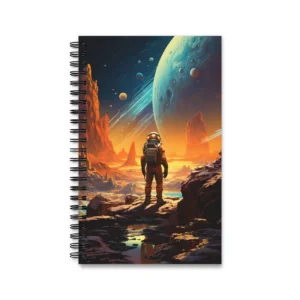 Astronaut Looking at Planet Spiral Notebook