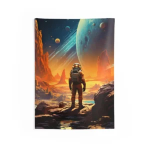 Astronaut Looking at Planet Wall Tapestry
