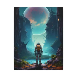 Astronaut Standing on Alien Planet Canvas Print