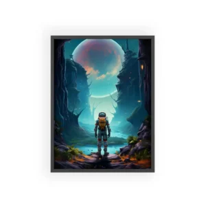 Astronaut Standing on Alien Planet Framed Poster