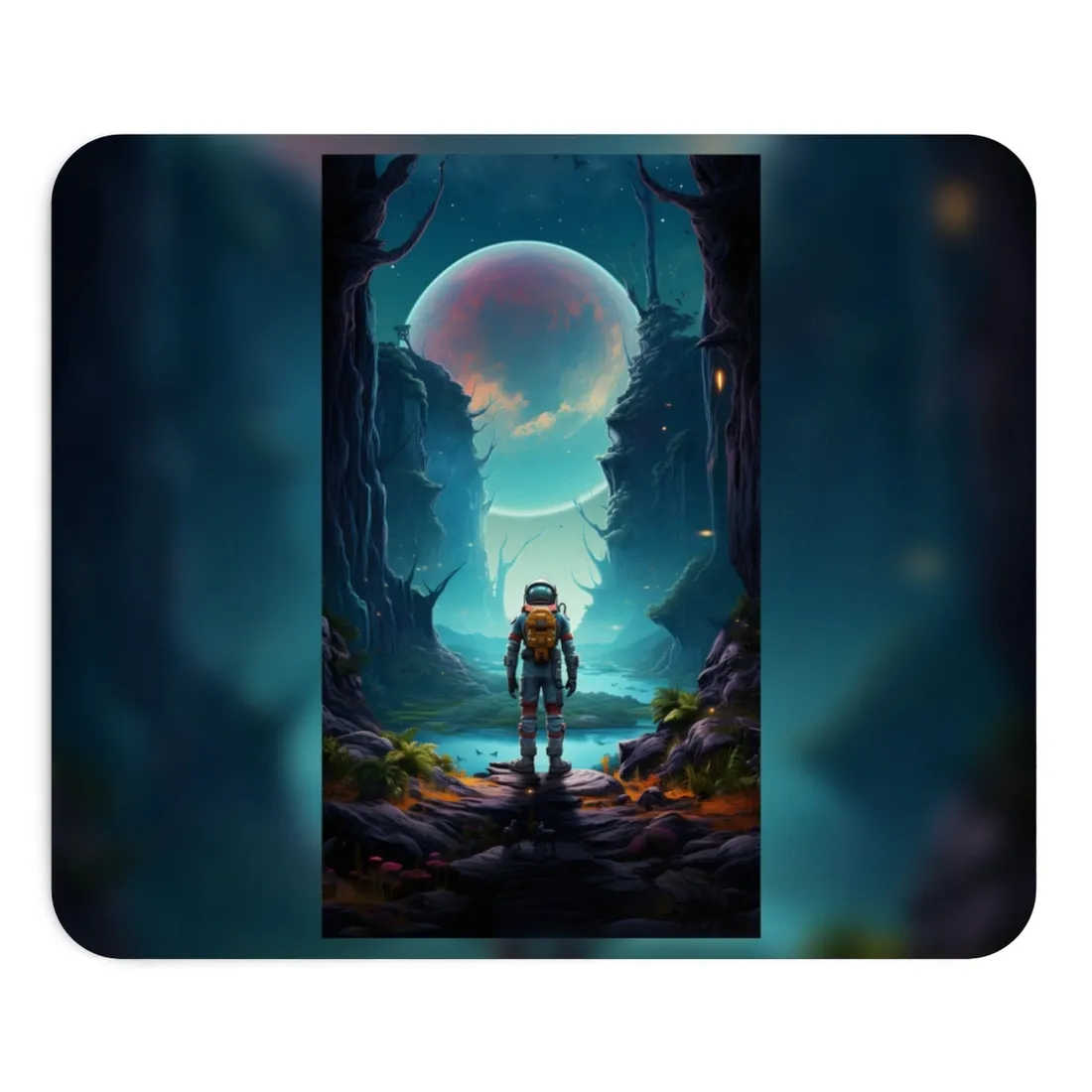 Futuristic Wilderness Explorer: Solo Sci-Fi Adventure - Mouse Pad