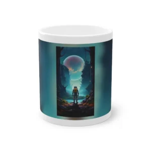 Astronaut Standing on Alien Planet Mug
