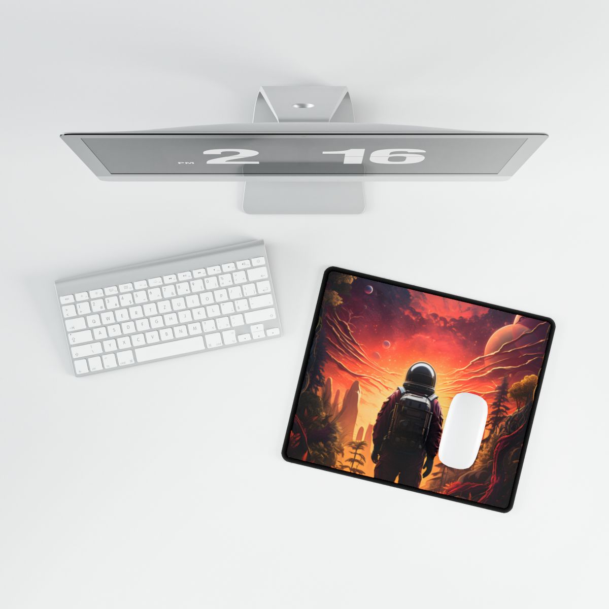 Futuristic Wilderness Explorer: Solo Sci-Fi Odyssey - Desk Mat
