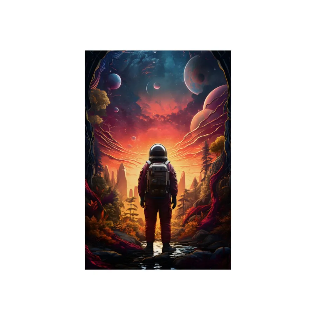 Futuristic Wilderness Explorer: Solo Sci-Fi Odyssey - Metal Poster