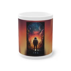 Astronaut Facing Alien Planets Mug