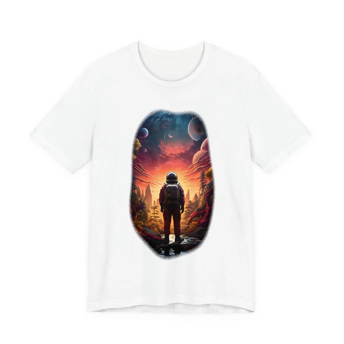 Futuristic Wilderness Explorer: Solo Sci-Fi Odyssey T-Shirt - T-Shirt (White)