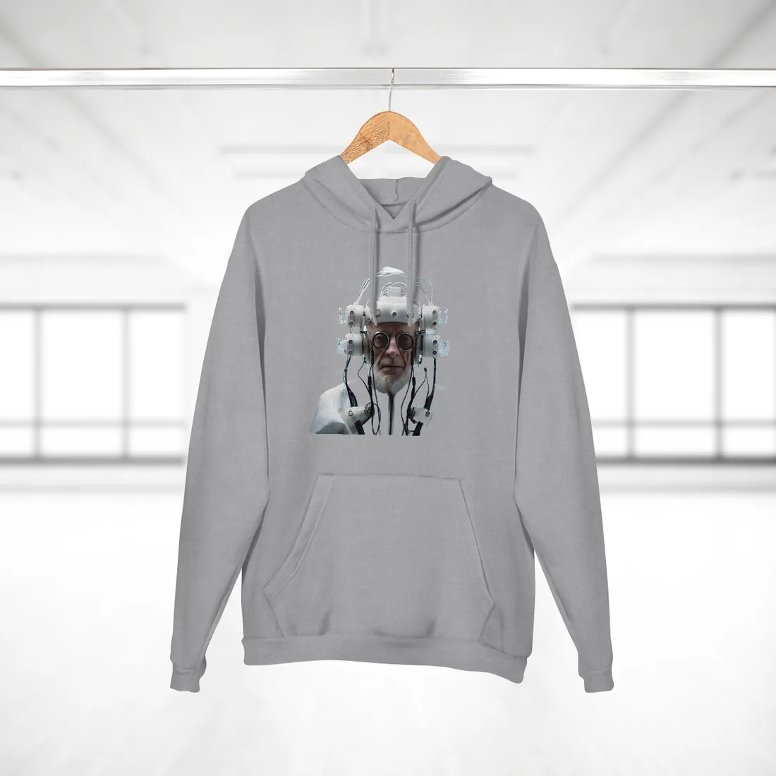 Futuristic Wisdom: A Senior's Tech Connection Hoodie - Hoodie (Heather Grey)