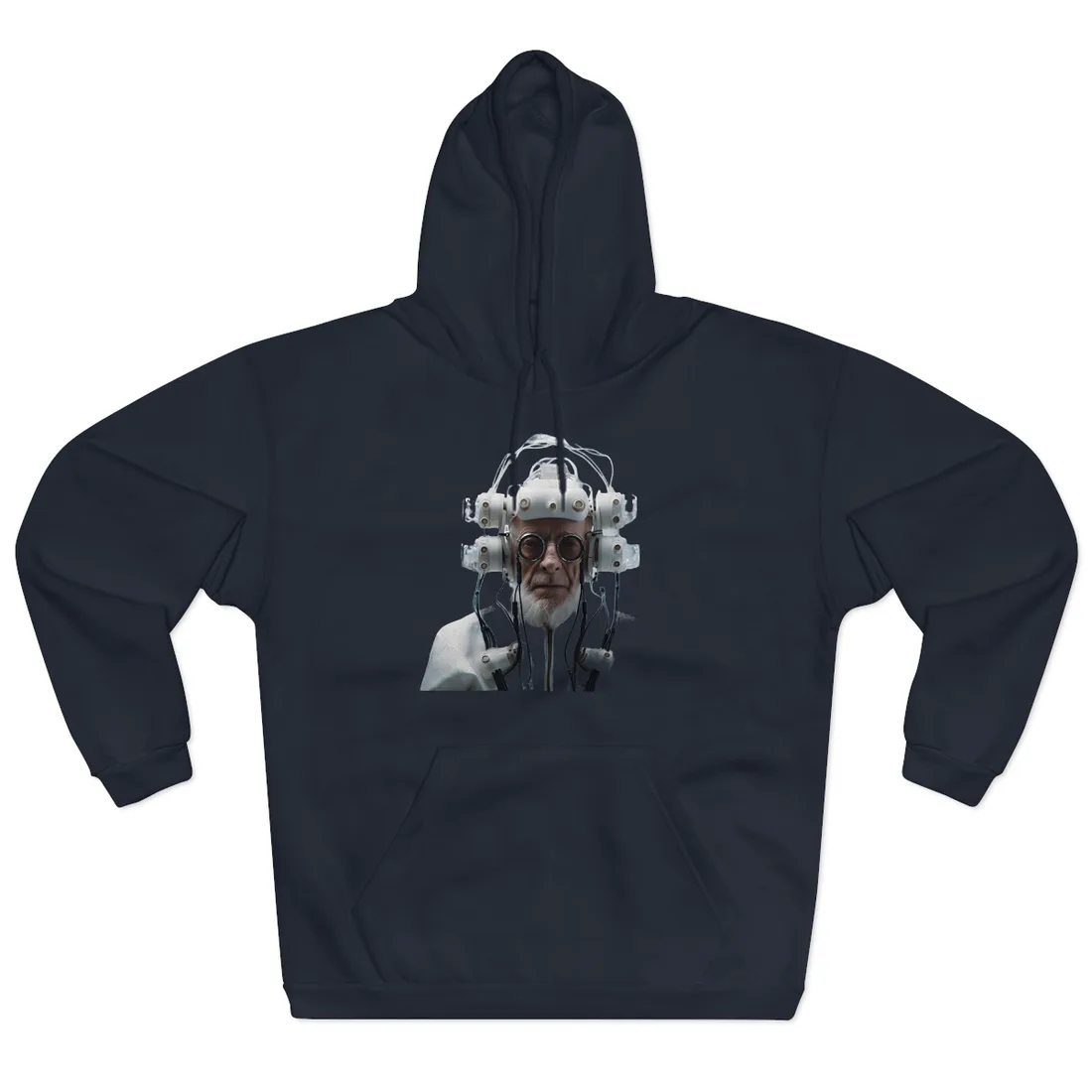 Futuristic Wisdom: A Senior's Tech Connection Hoodie - Hoodie (Navy)