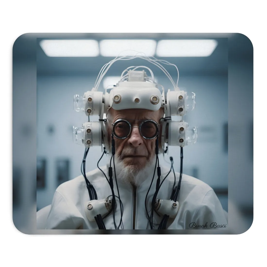 Futuristic Wisdom: A Senior's Tech Connection - Mouse Pad