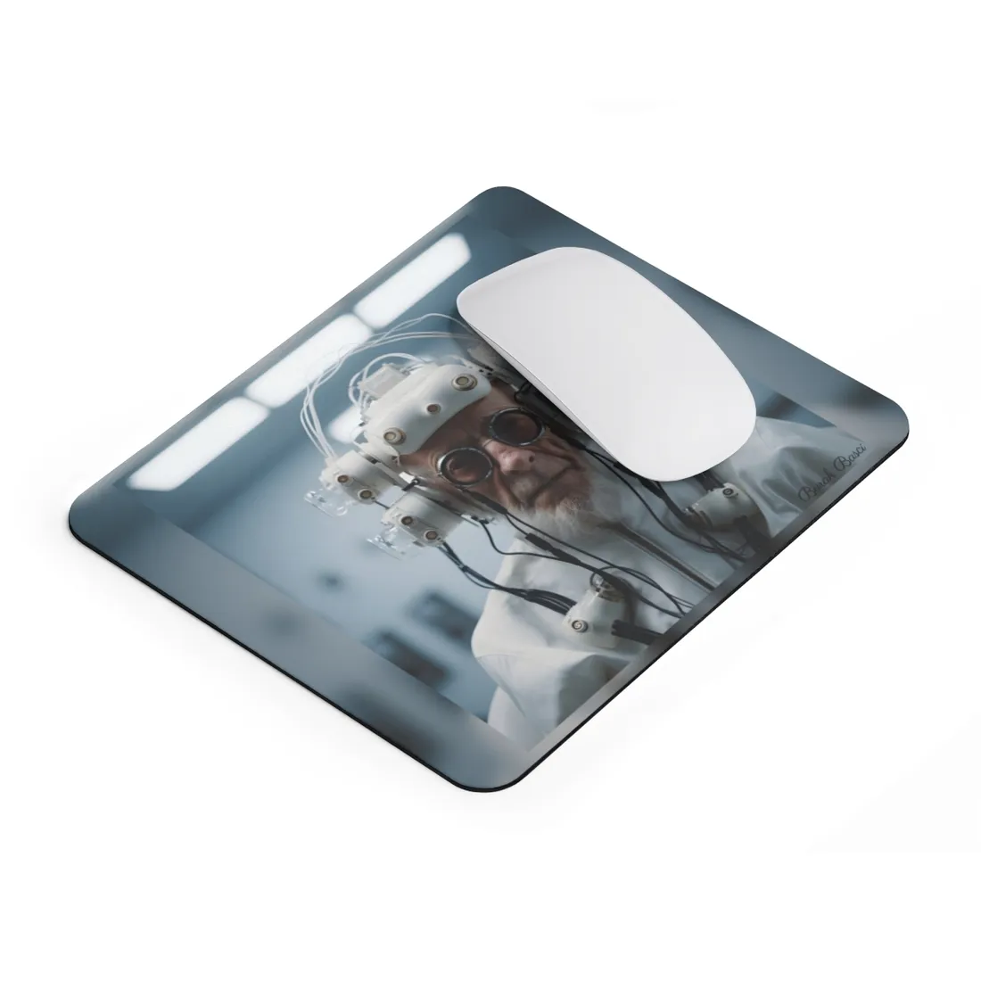 Futuristic Wisdom: A Senior's Tech Connection - Mouse Pad