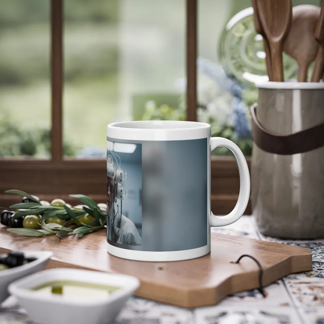 Futuristic Wisdom: A Senior's Tech Connection - Mug