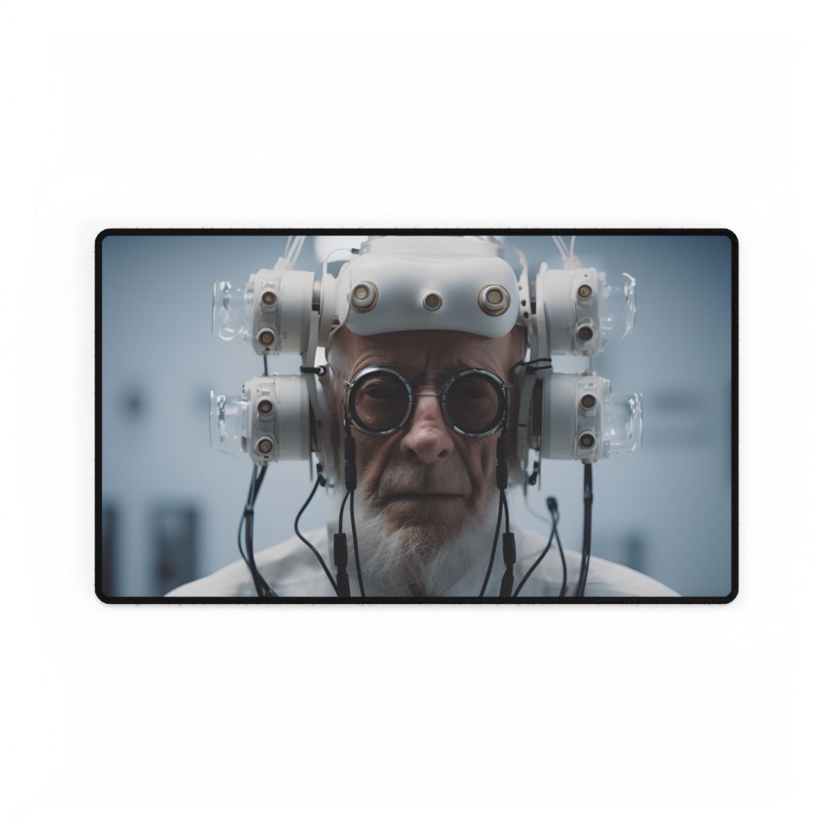Futuristic Wisdom: A Senior's Tech Connection - Desk Mat
