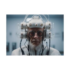 Elderly Man in Headset Poster