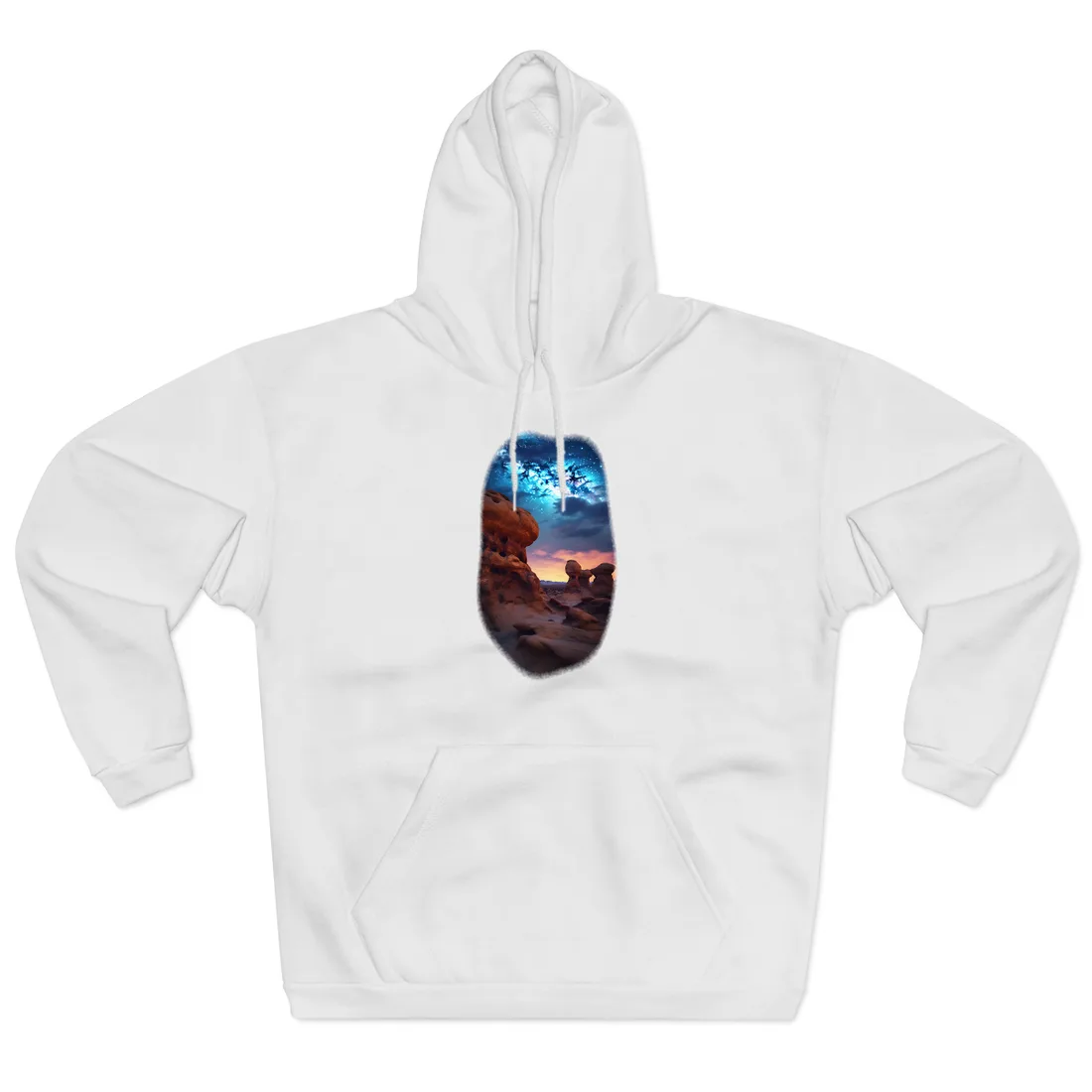 Galactic Stargazing: Serene Night Sky Art - Hoodie (White)