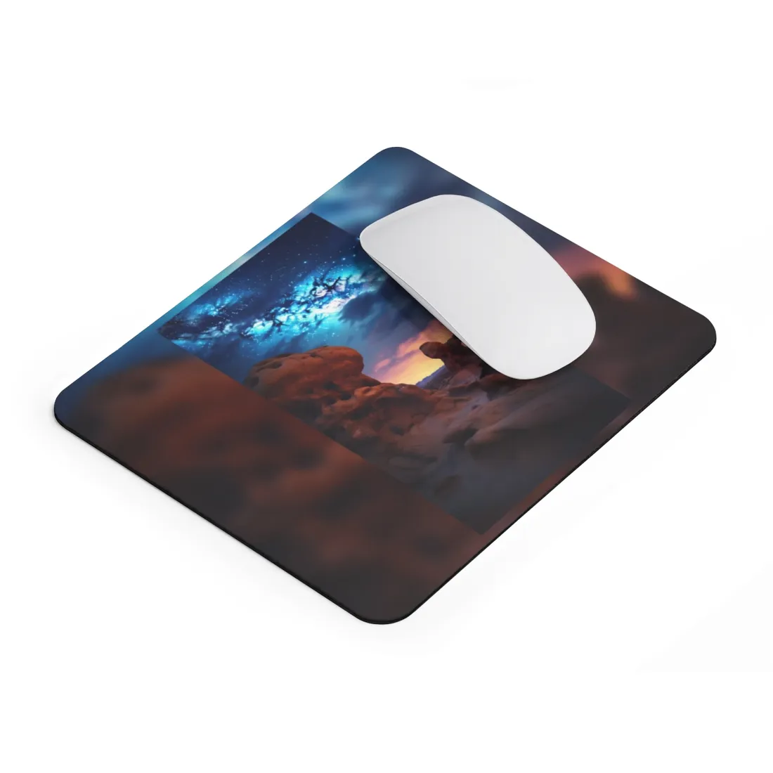 Galactic Stargazing: Serene Night Sky Art - Mouse Pad