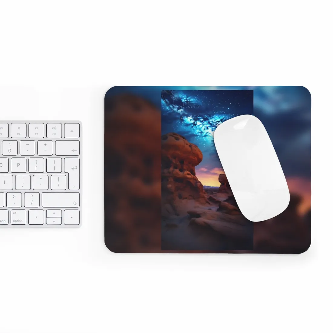 Galactic Stargazing: Serene Night Sky Art - Mouse Pad