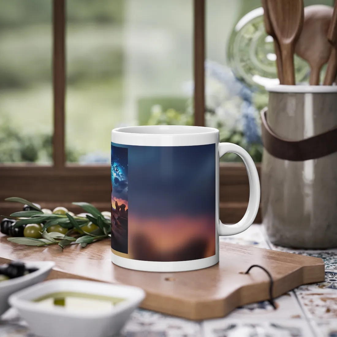 Galactic Stargazing: Serene Night Sky Art - Mug