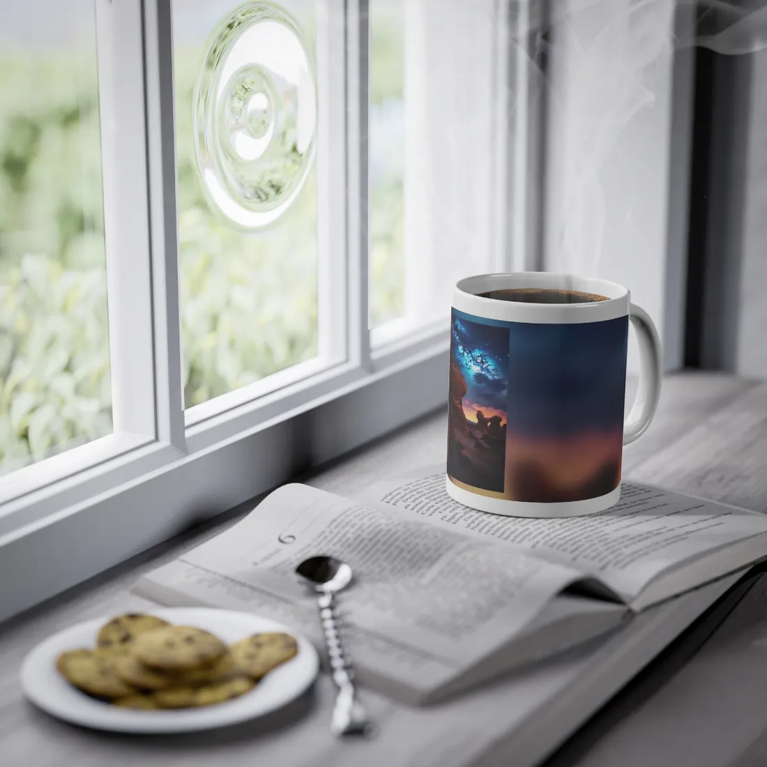 Galactic Stargazing: Serene Night Sky Art - Mug