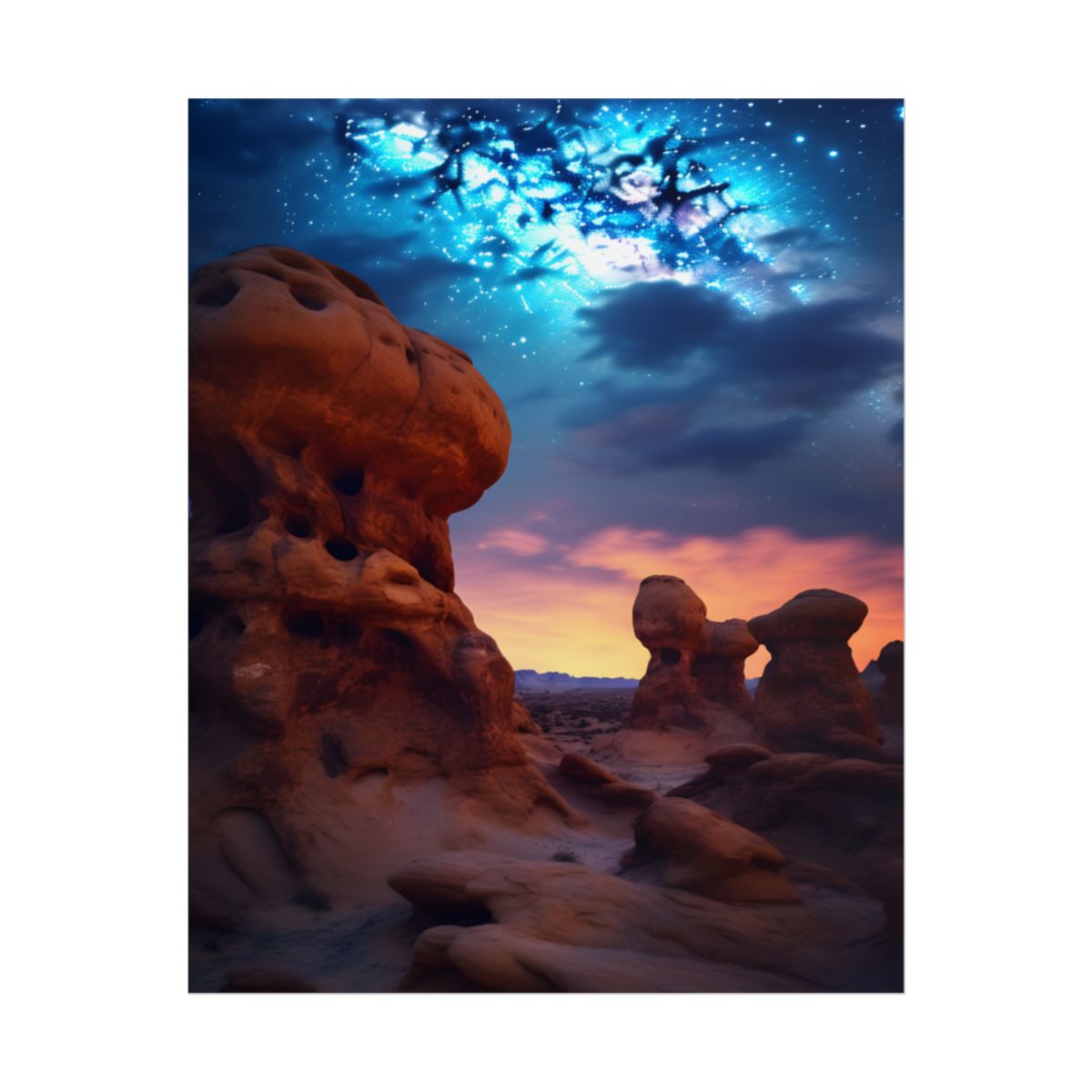 Galactic Stargazing: Serene Night Sky Art - Poster