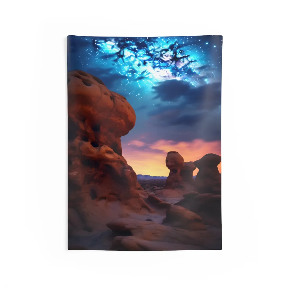 Galactic Stargazing: Serene Night Sky Art - Wall Tapestry