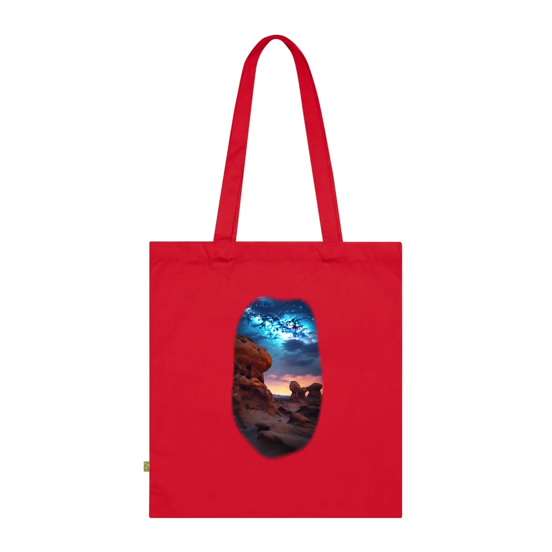 Galactic Stargazing: Serene Night Sky Art - Tote Bag (Classic Red)