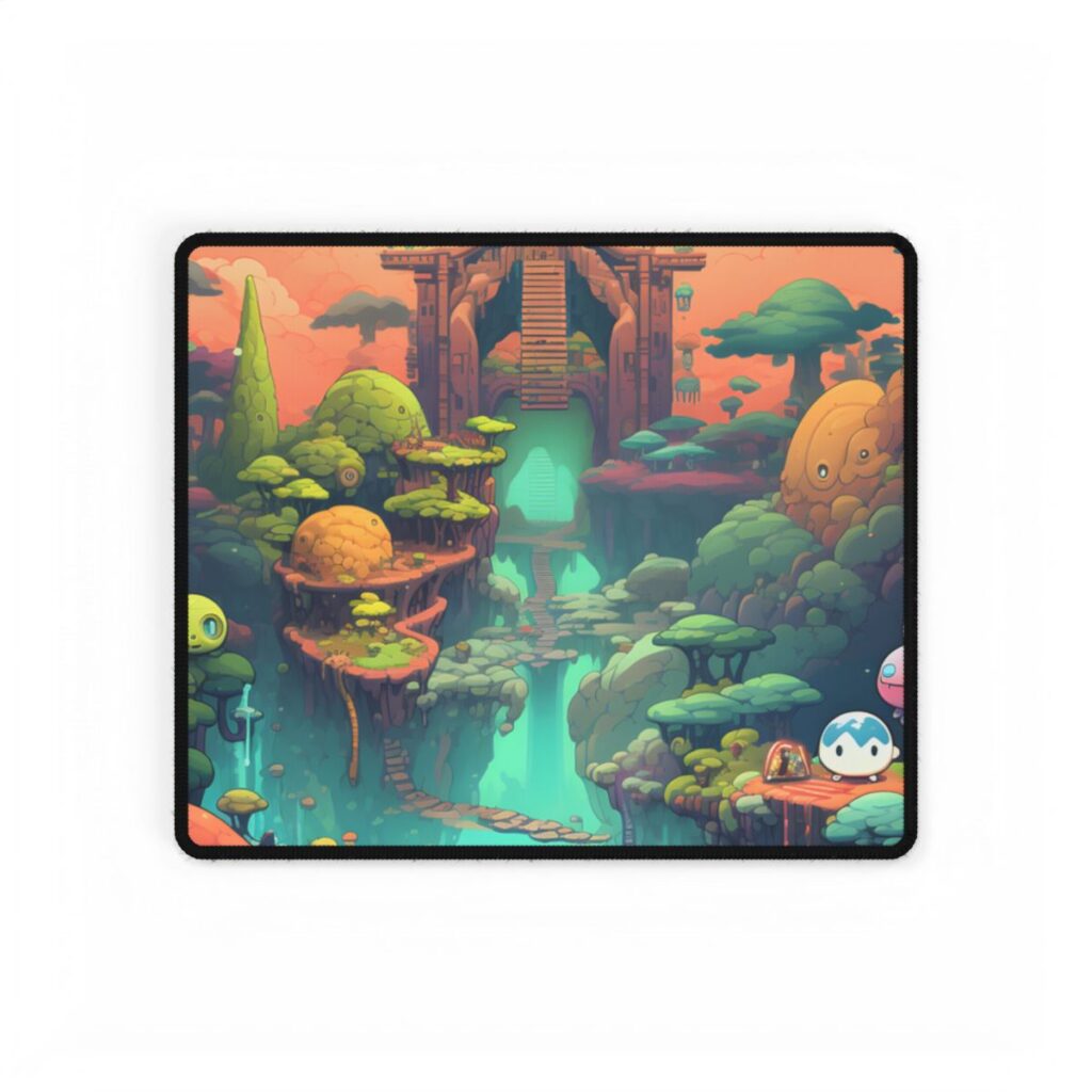 Gamified Pixel Pets: Colorful Cyber Companions - Desk Mat
