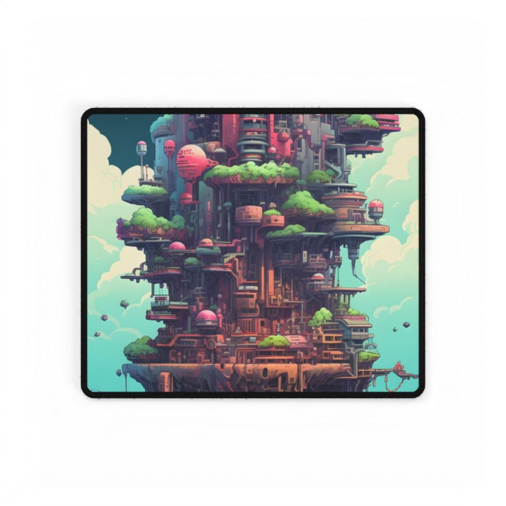 Gamified Pixelated Cyber-Pets: Colorful Digital Art - Desk Mat