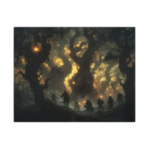 Travelers in a Haunted Forest Canvas Print