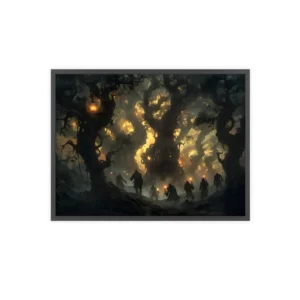 Travelers in a Haunted Forest Framed Poster