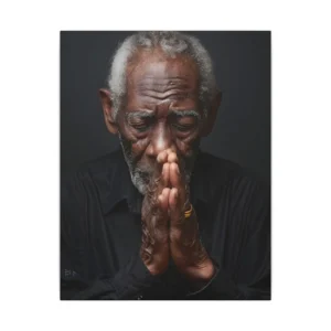 Elderly Man Praying Hands Canvas Print