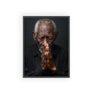 Elderly Man Praying Hands Framed Poster