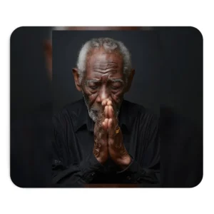 Elderly Man Praying Hands Mouse Pad
