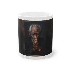 Elderly Man Praying Hands Mug