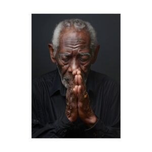 Elderly Man Praying Hands Poster
