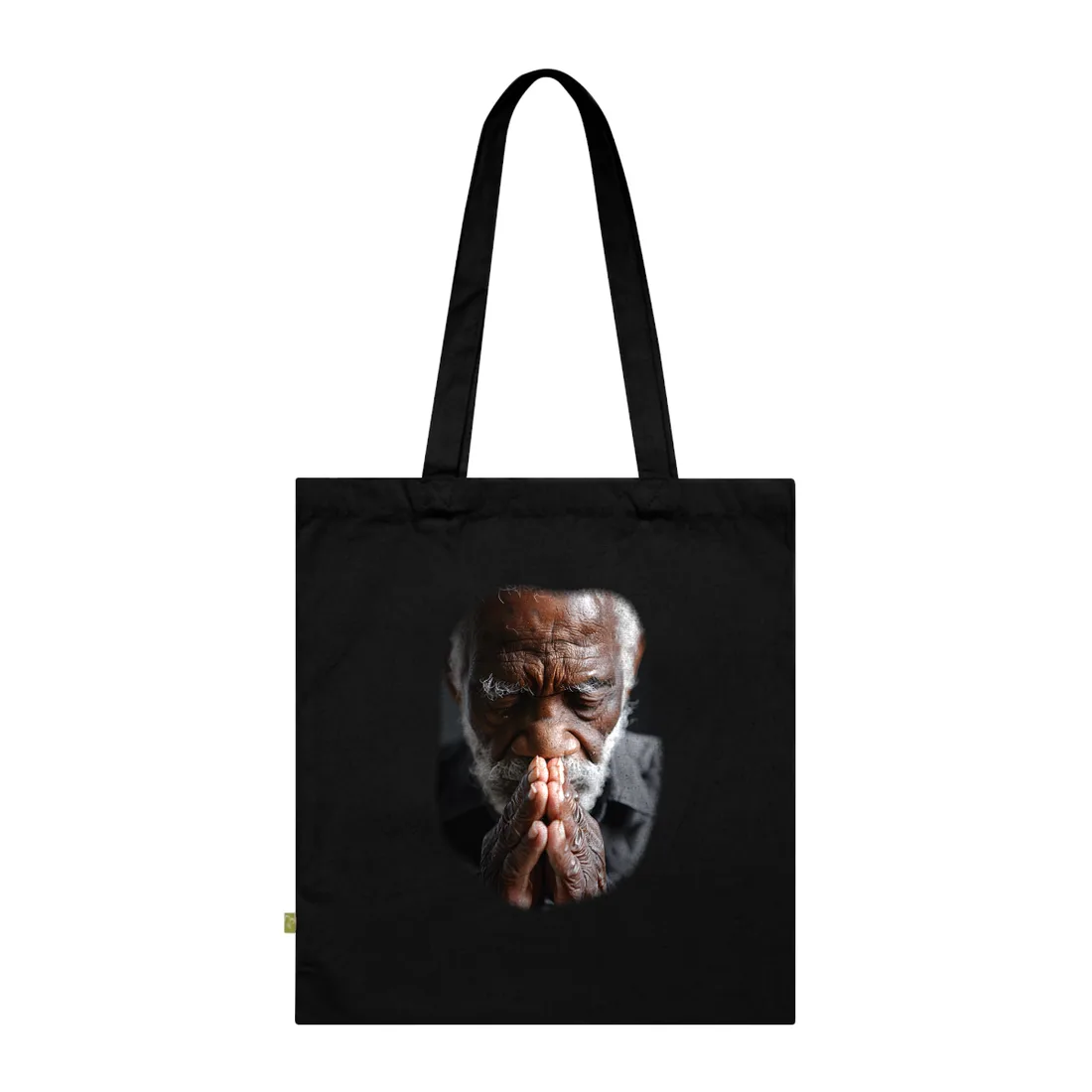 Elderly Man in Quiet Reflection: Heartfelt Portrait – Tote Bag, black