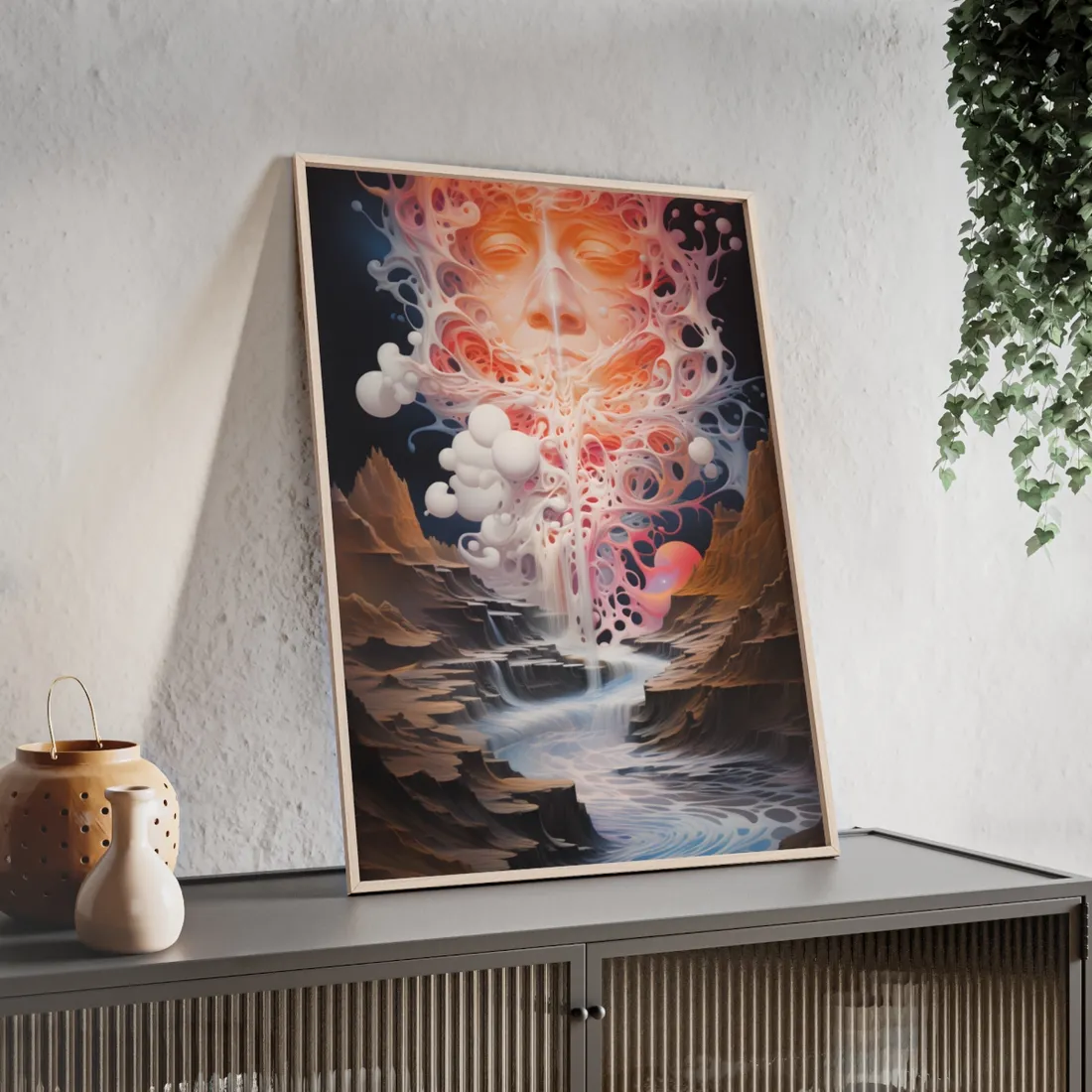 Rising Tide of Light: Abstract Organic Landscape Art – Framed Poster
