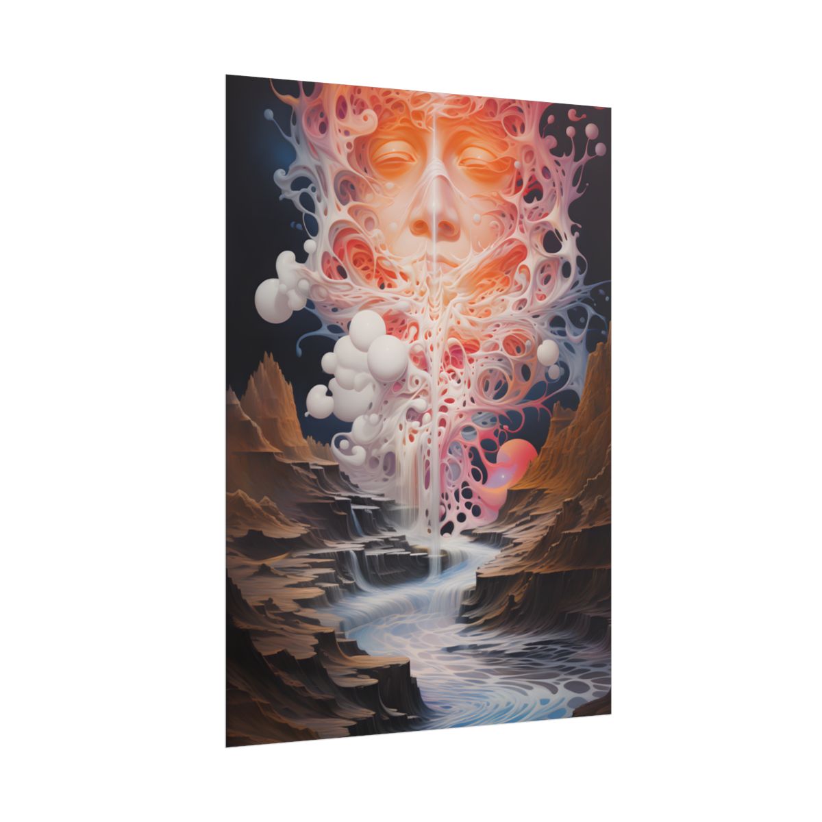 Geometric Reality Tears: Textile Artwork with 6 Portals and Rifts - Poster
