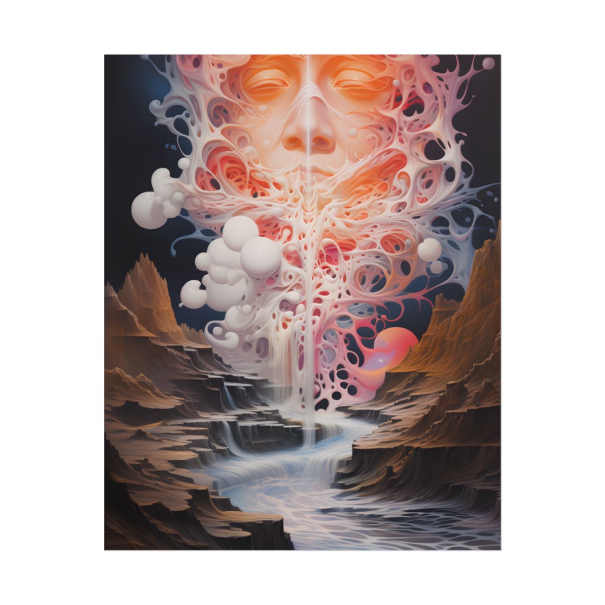 Geometric Reality Tears: Textile Artwork with 6 Portals and Rifts - Poster