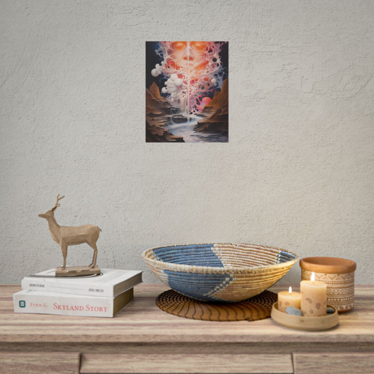 Geometric Reality Tears: Textile Artwork with 6 Portals and Rifts - Poster
