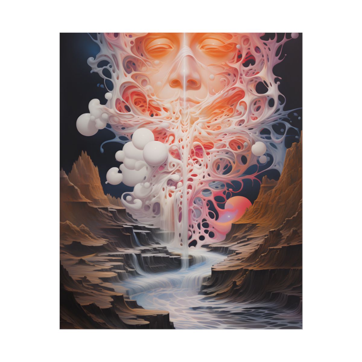 Geometric Reality Tears: Textile Artwork with 6 Portals and Rifts - Poster