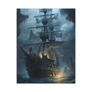 Pirate Galleon in Storm Clouds Canvas Print