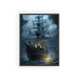 Pirate Galleon in Storm Clouds Framed Poster