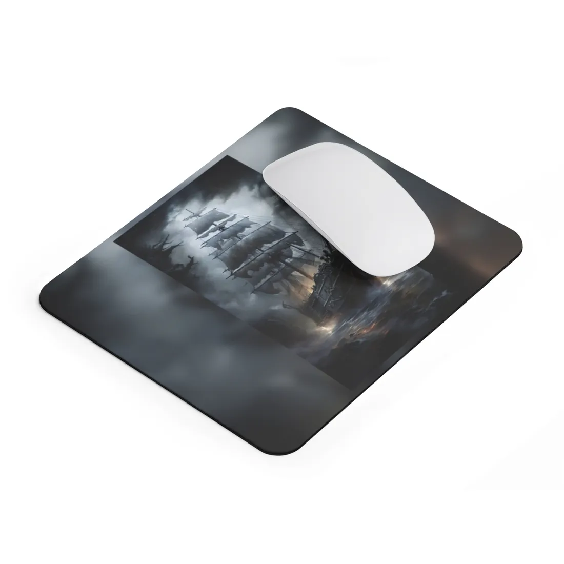 Ghostly Pirate Sails: Abandoned Ship at Sea - Mouse Pad