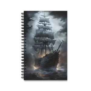 Ornate Ship Under Dark Clouds Spiral Notebook