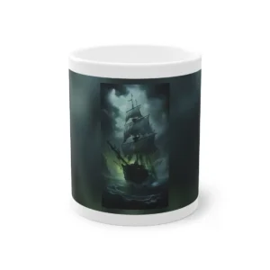 Green Glow Ghost Ship at Night Mug