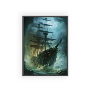 Phantom Ship in Storm Framed Poster