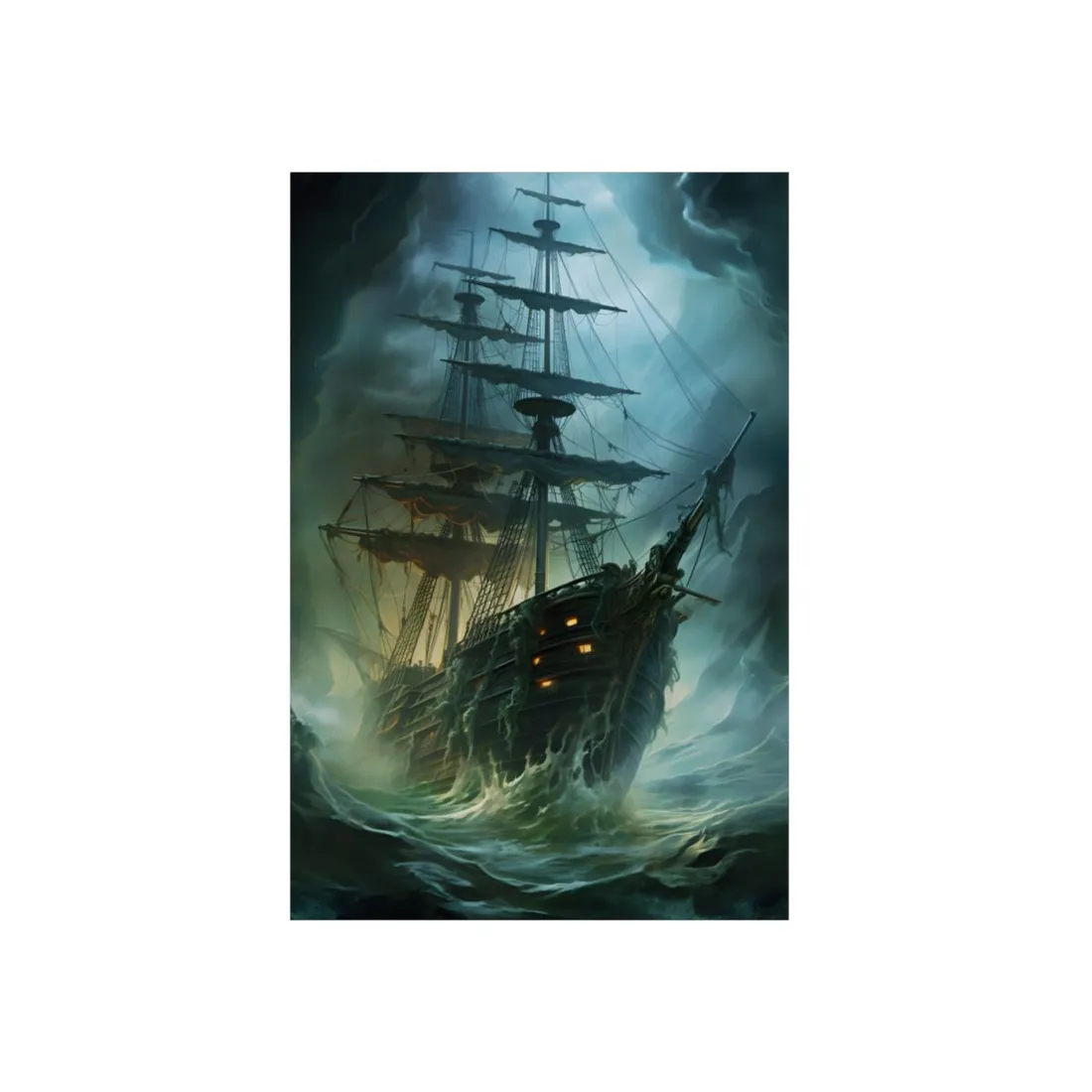 Ghostly Pirate Ship: Mysterious Sailing Adventure - Metal Poster