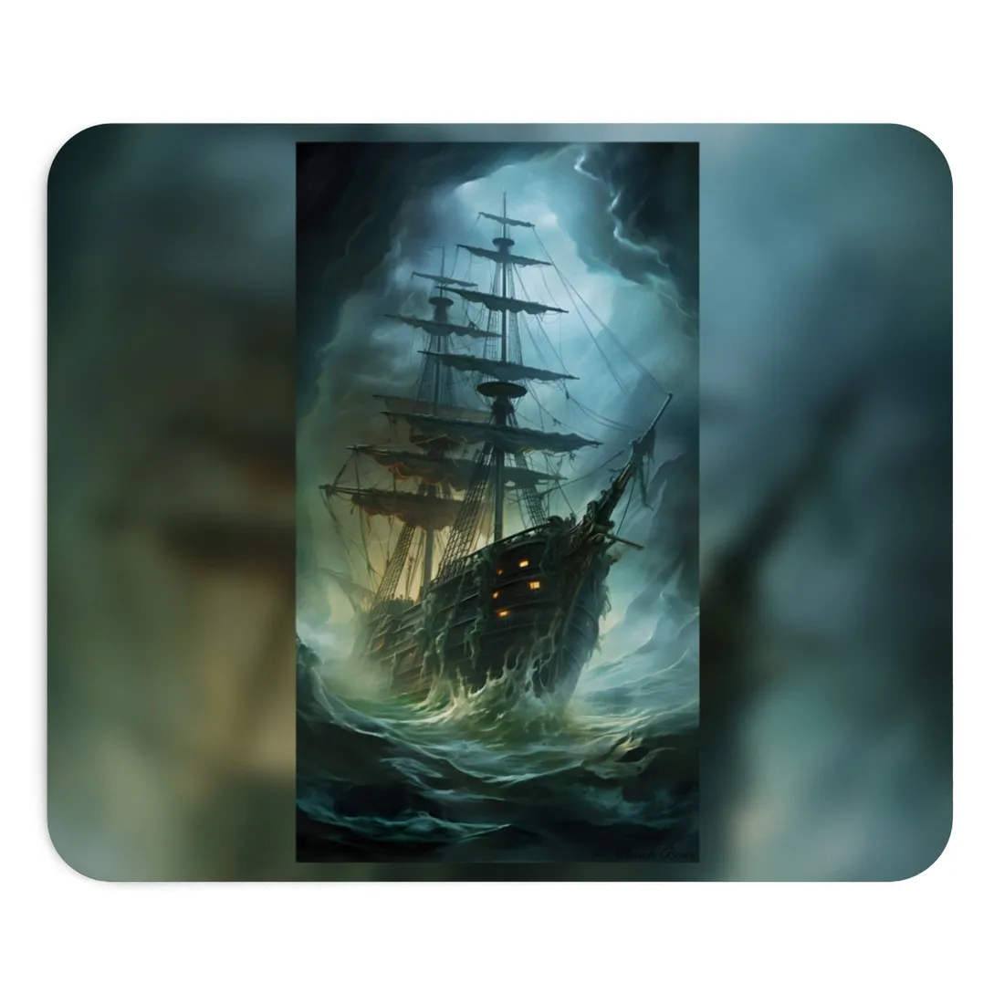 Ghostly Pirate Ship: Mysterious Sailing Adventure - Mouse Pad