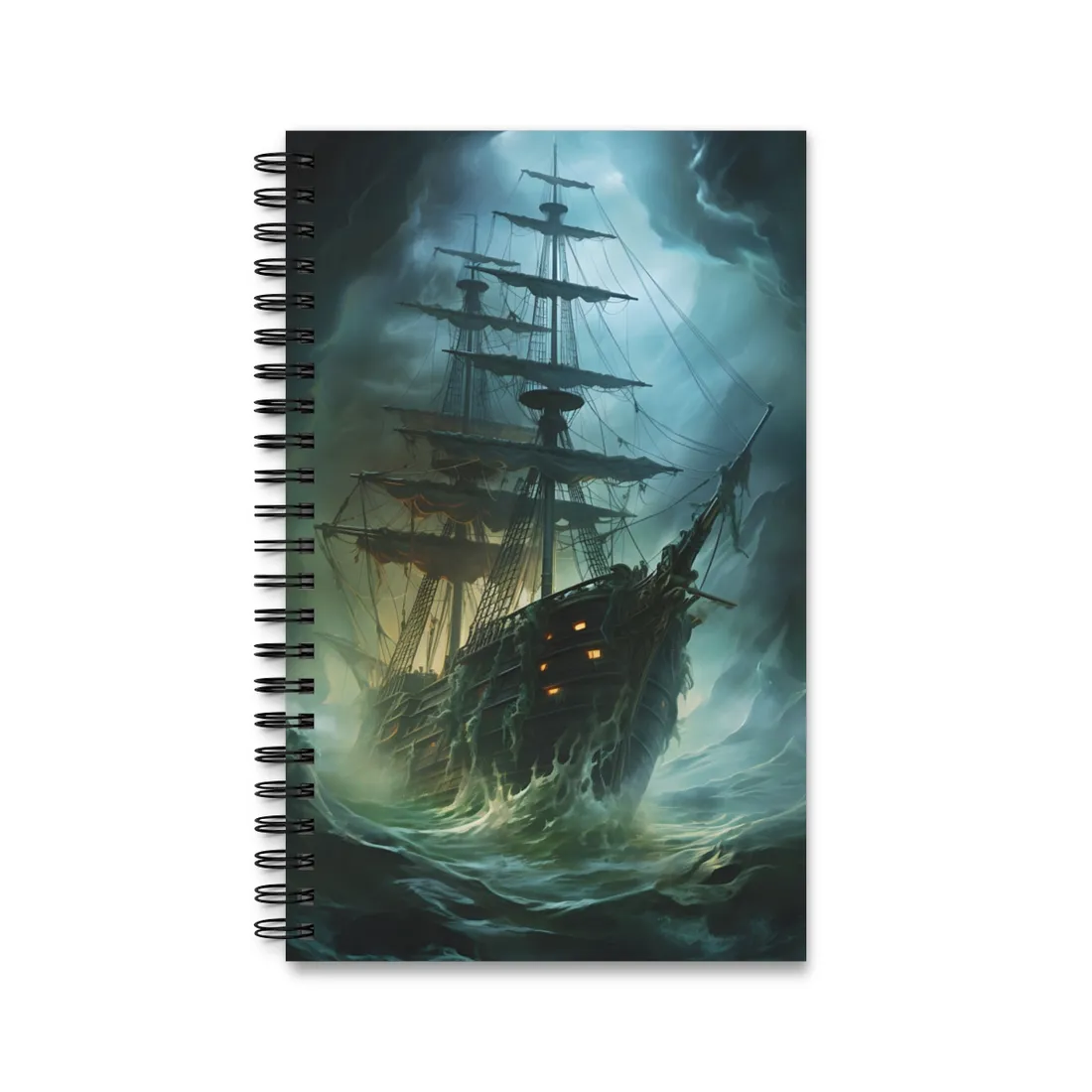 Ghostly Pirate Ship: Mysterious Sailing Adventure - Spiral Notebook